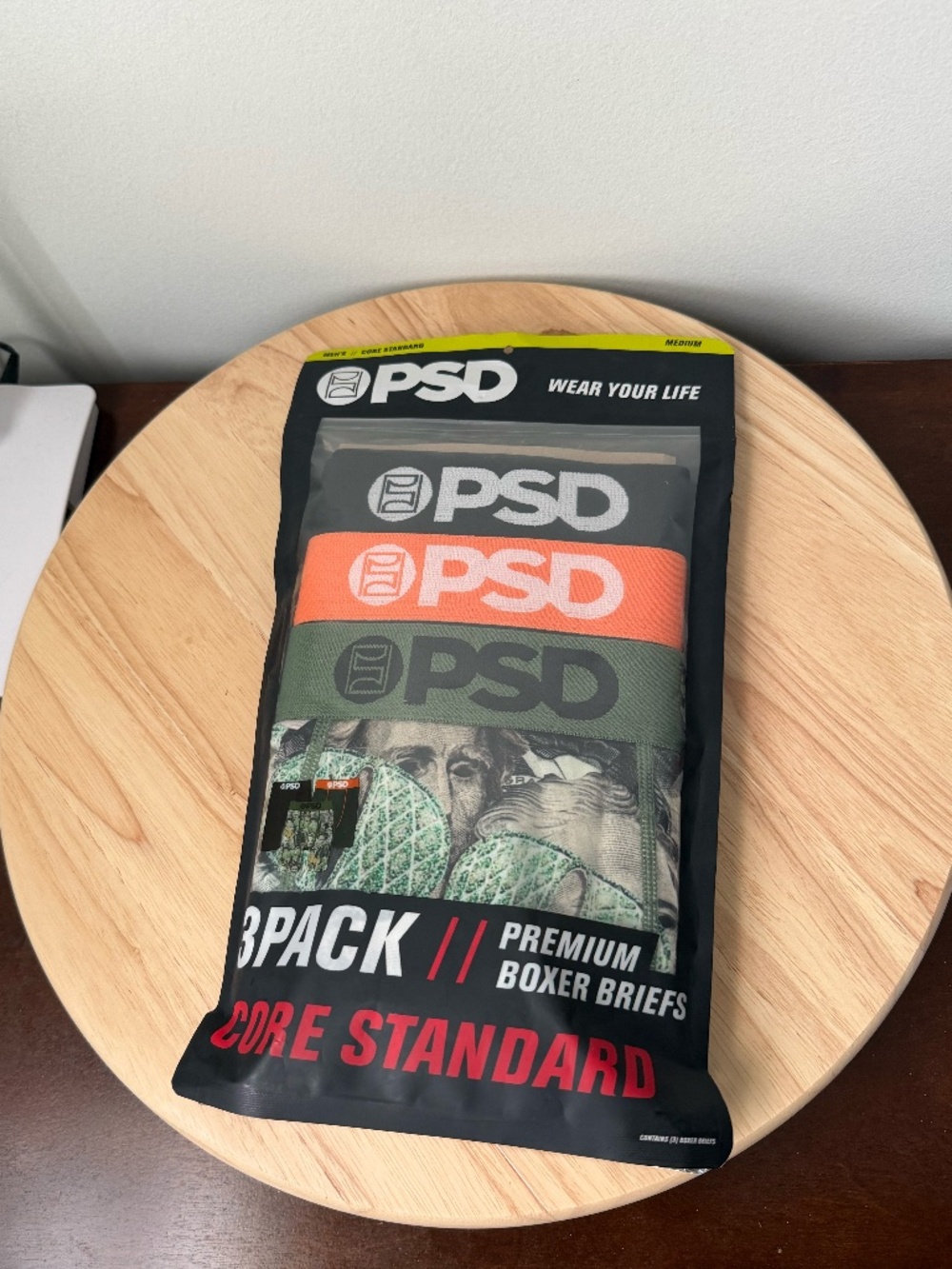 PSD 3 Pack Core Standard Boxer Briefs Men's Size Medium Money Gang NEW